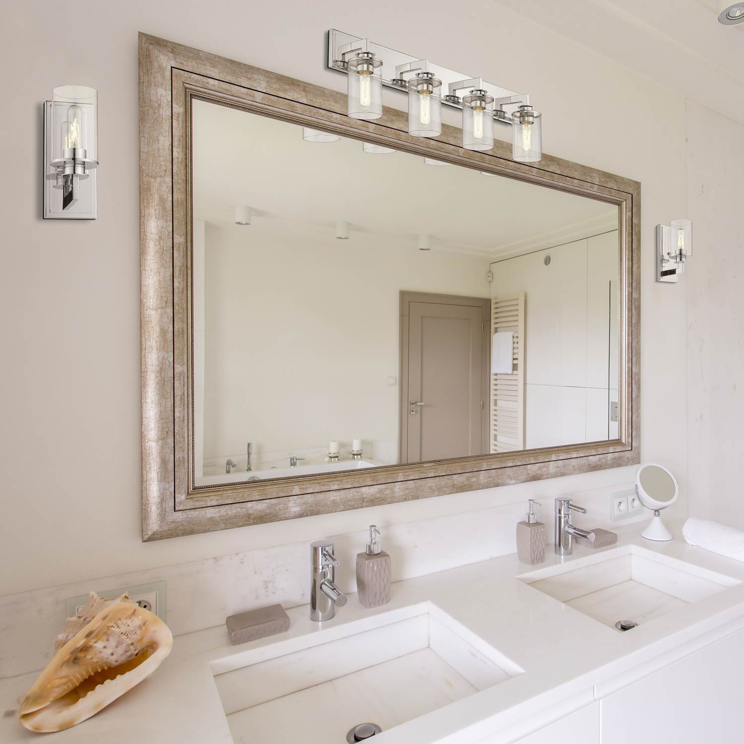 Savannah Bath Vanity Light in bathroom.