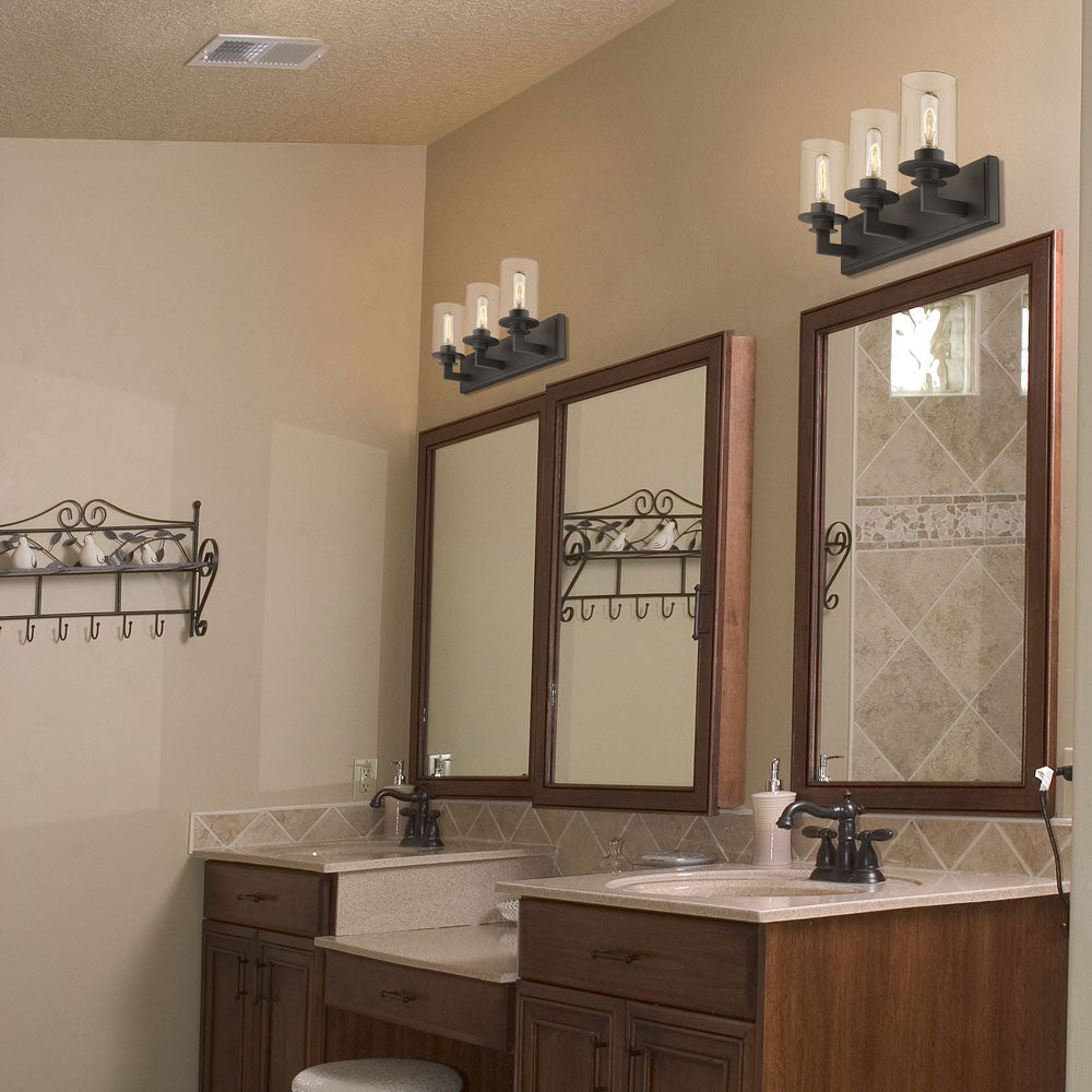Savannah Bath Vanity Light in bathroom.