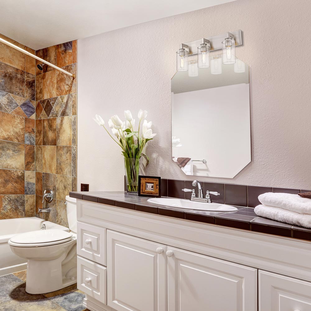 Savannah Bath Vanity Light in bathroom.