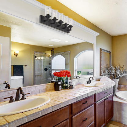 Savannah Bath Vanity Light in bathroom.