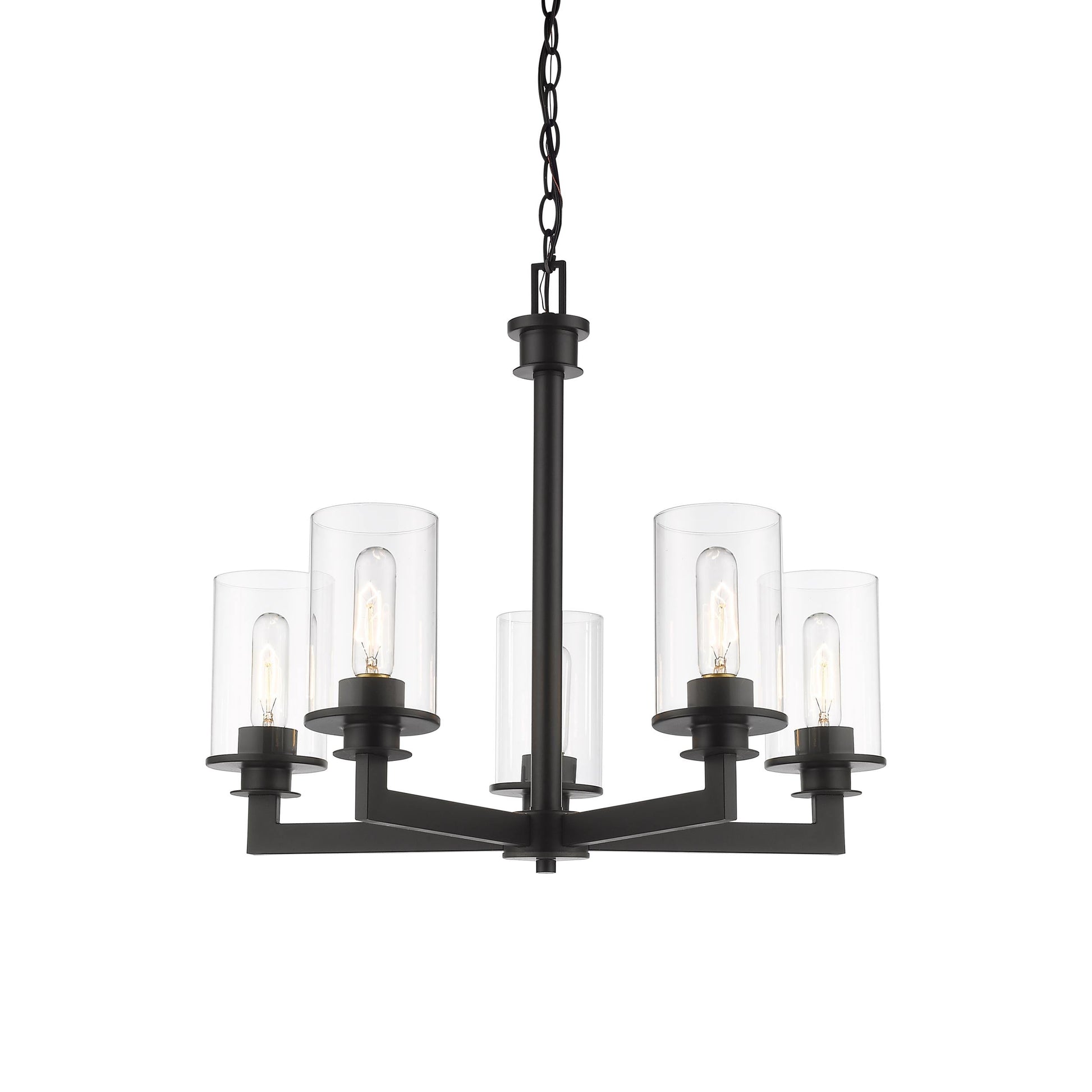 Savannah Chandelier in Bronze (5-Light/Clear).