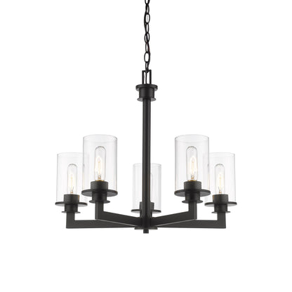 Savannah Chandelier in Bronze (5-Light/Clear).