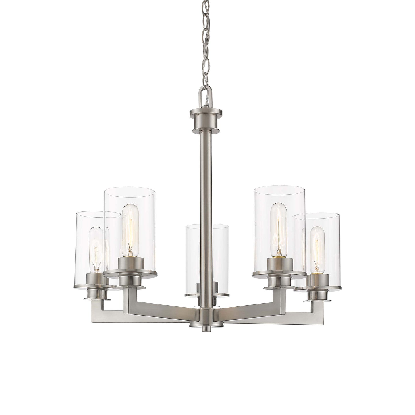 Savannah Chandelier in Brushed Nickel (5-Light/Clear).