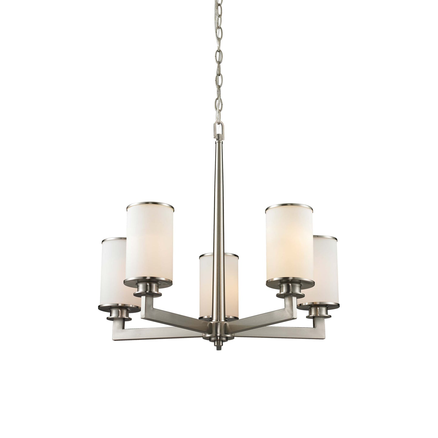 Savannah Chandelier in Brushed Nickel (5-Light/Matte Opal).
