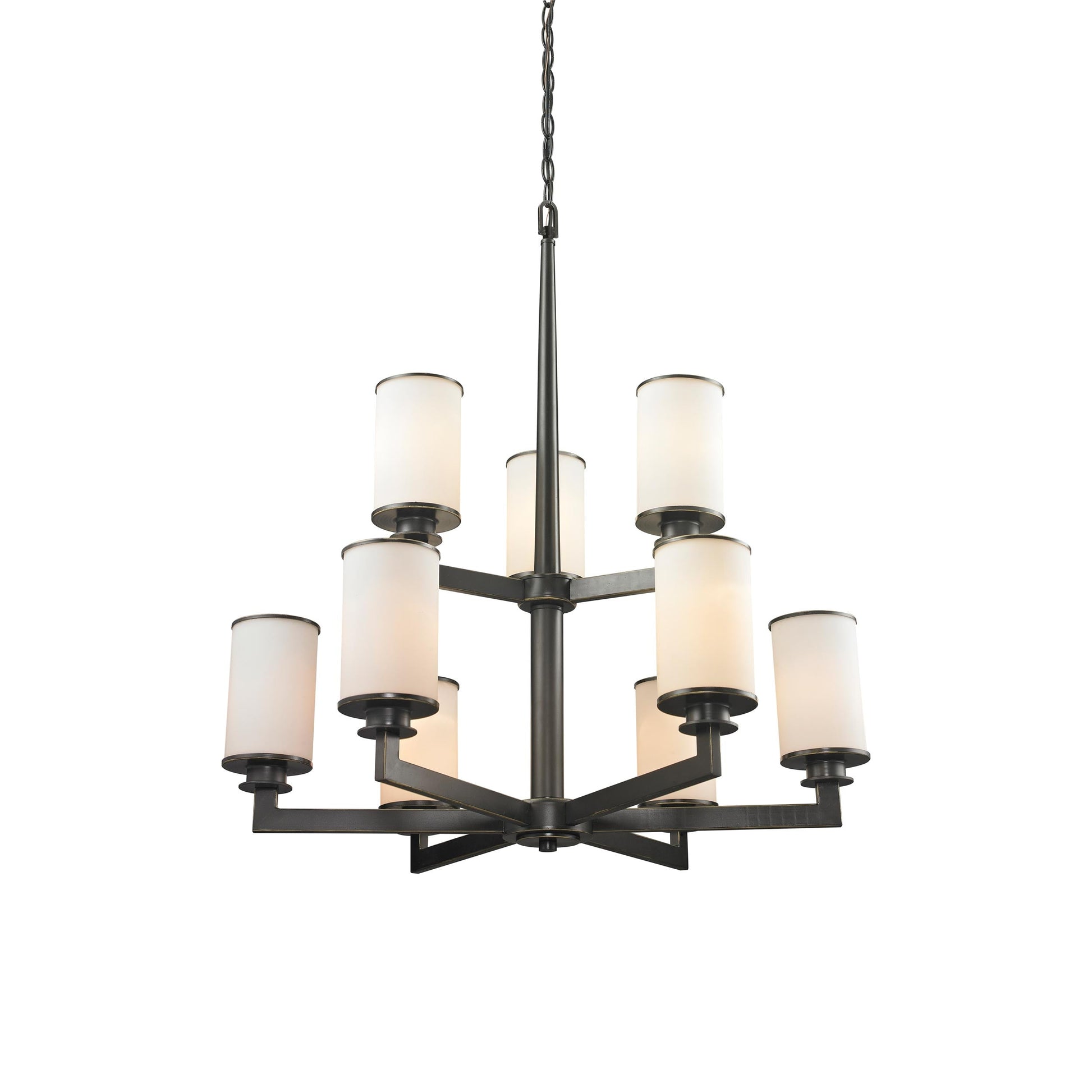 Savannah Chandelier in Olde Bronze (9-Light/Matte Opal).