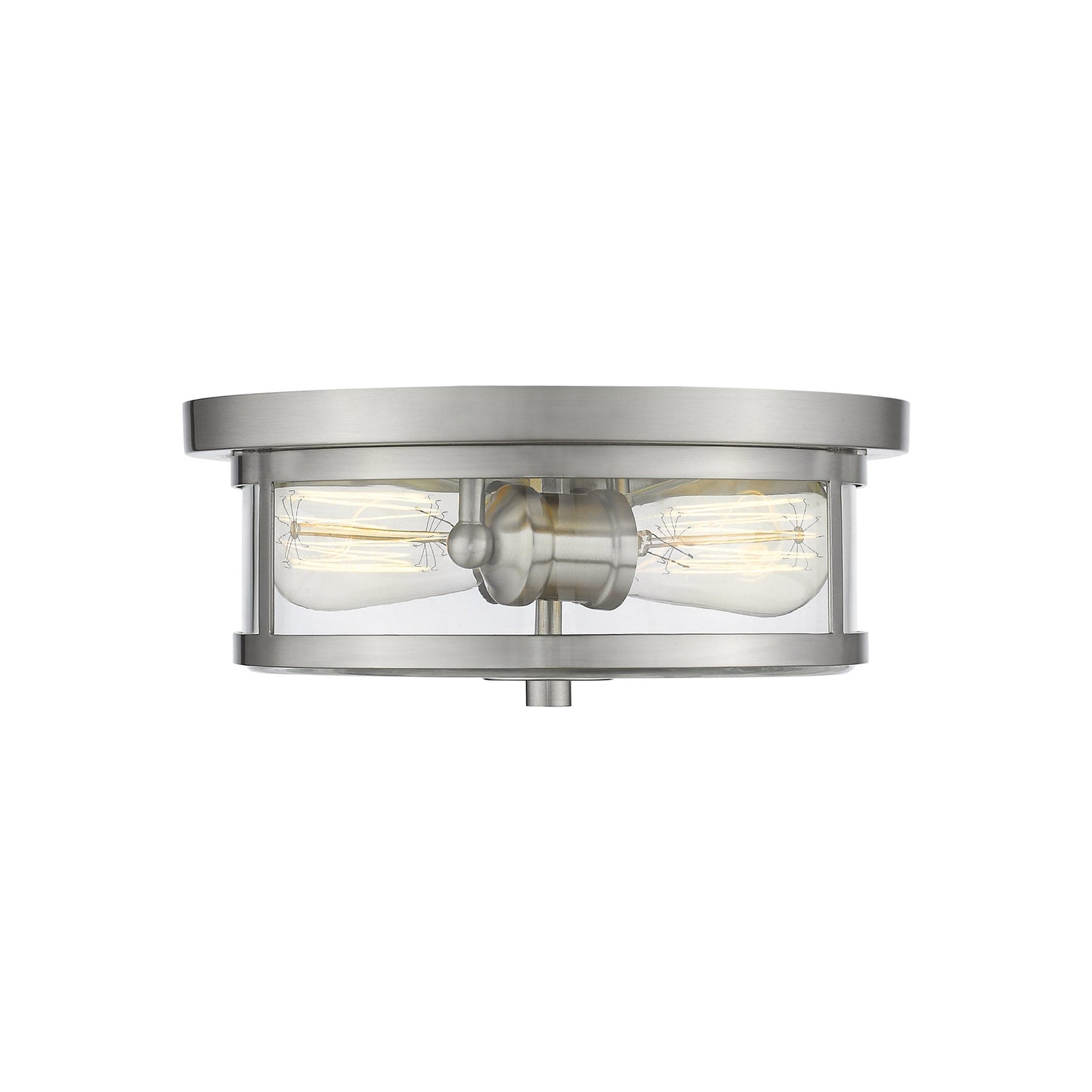 Savannah Flush Mount Ceiling Light in Brushed Nickel/Clear (11-Inch).