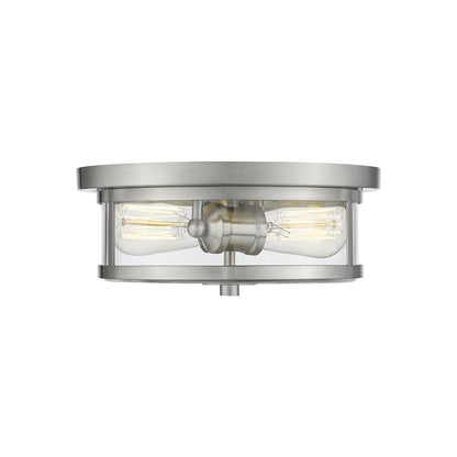 Savannah Flush Mount Ceiling Light in Brushed Nickel/Clear (11-Inch).