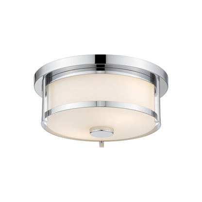 Savannah Flush Mount Ceiling Light in Chrome/Matte Opal (11-Inch).