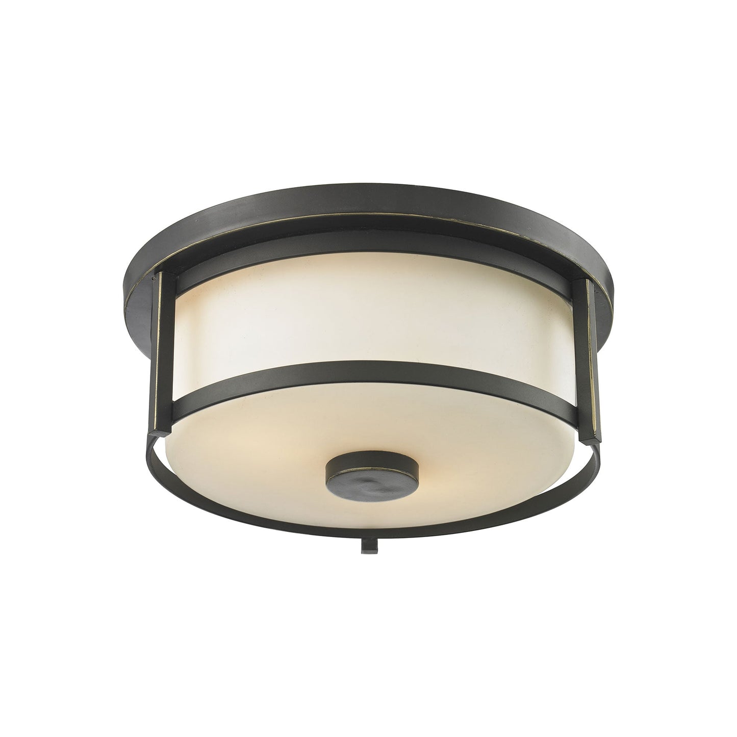 Savannah Flush Mount Ceiling Light in Olde Bronze/Matte Opal (11-Inch).
