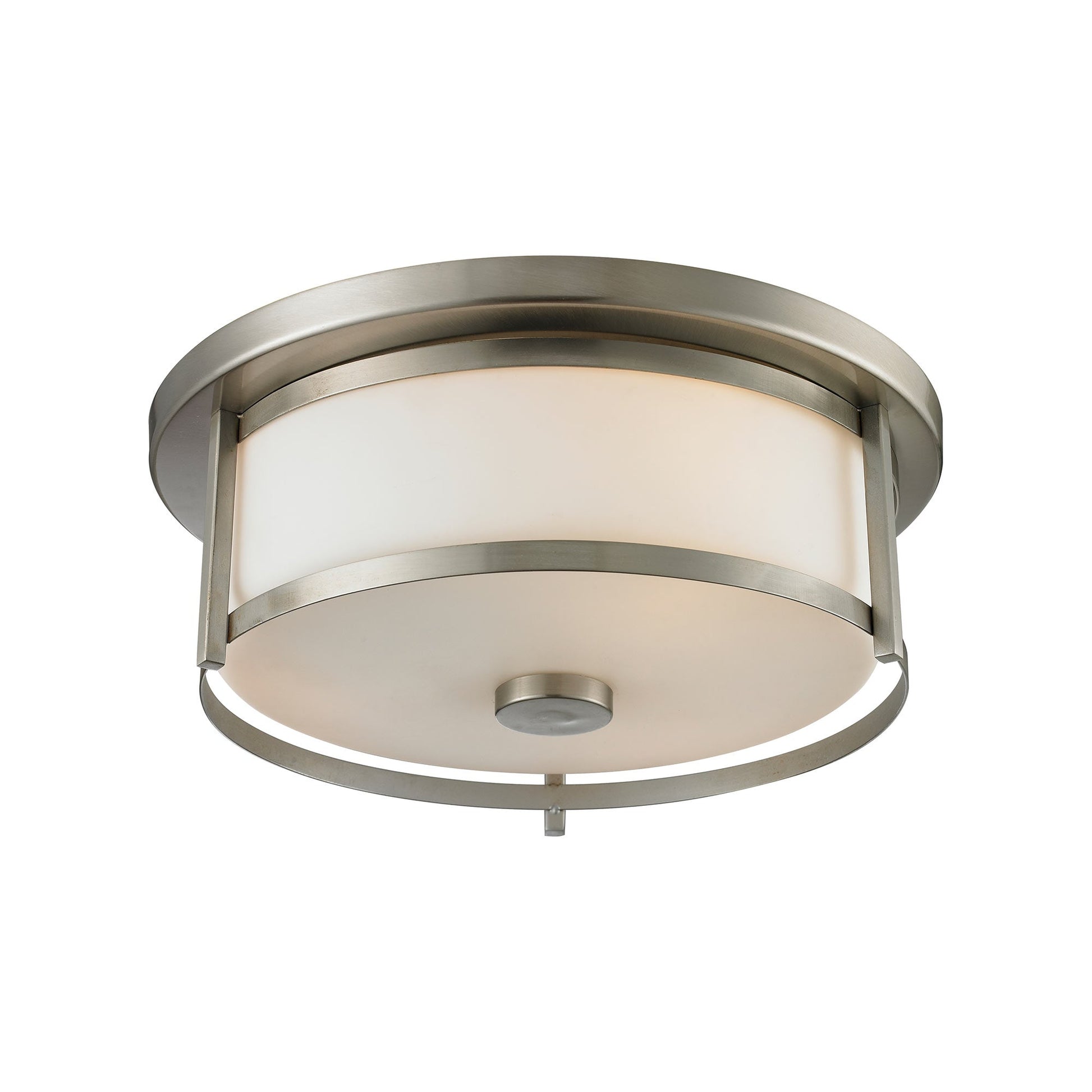 Savannah Flush Mount Ceiling Light in Brushed Nickel/Matte Opal (13.75-Inch).