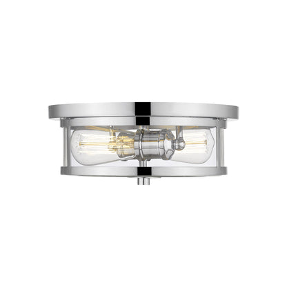 Savannah Flush Mount Ceiling Light in Chrome/Clear (11-Inch).