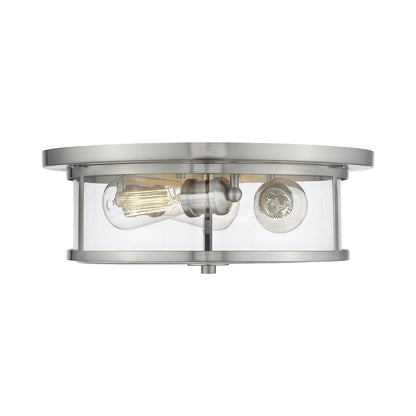 Savannah Flush Mount Ceiling Light in Brushed Nickel/Clear (15.75-Inch).