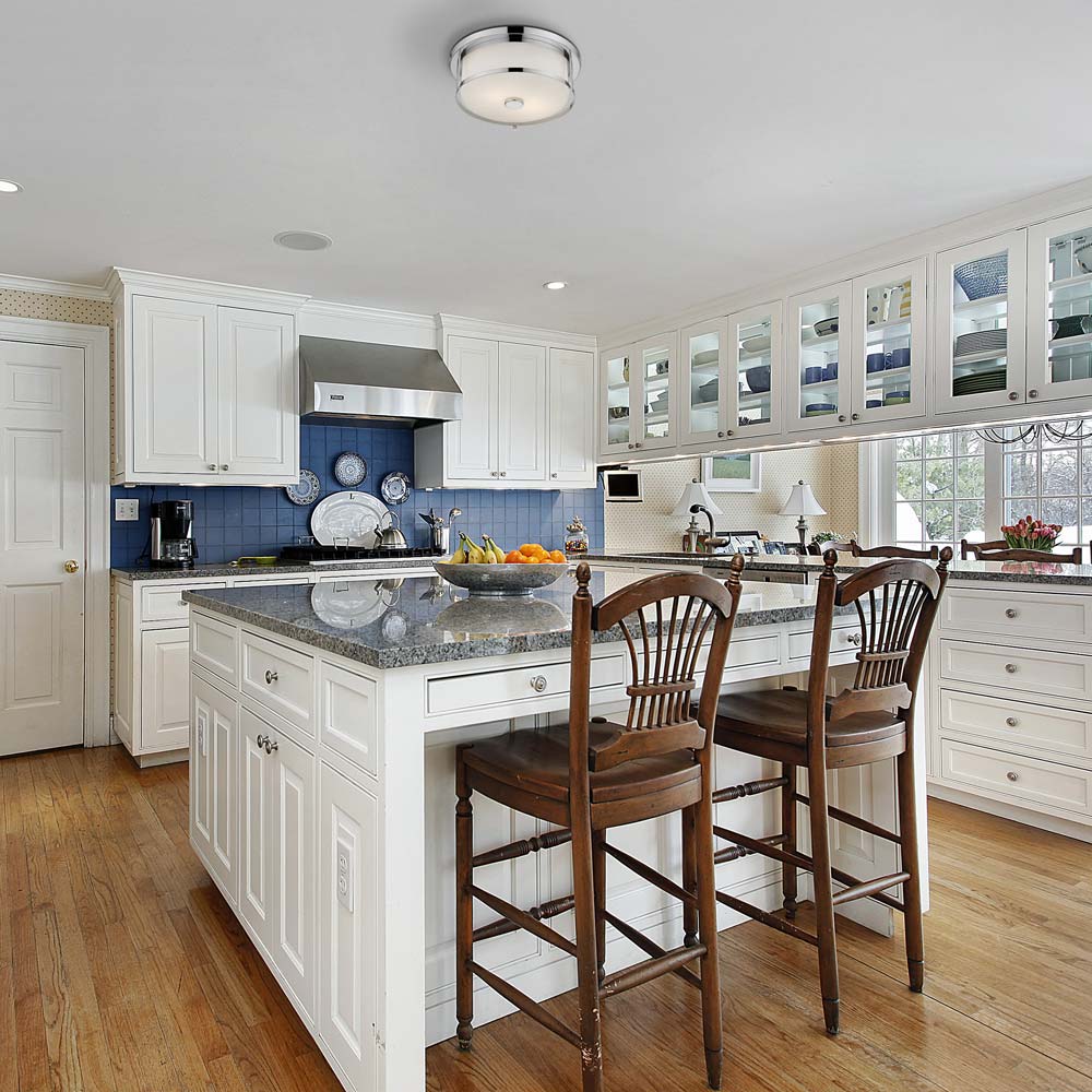 Savannah Flush Mount Ceiling Light in kitchen.