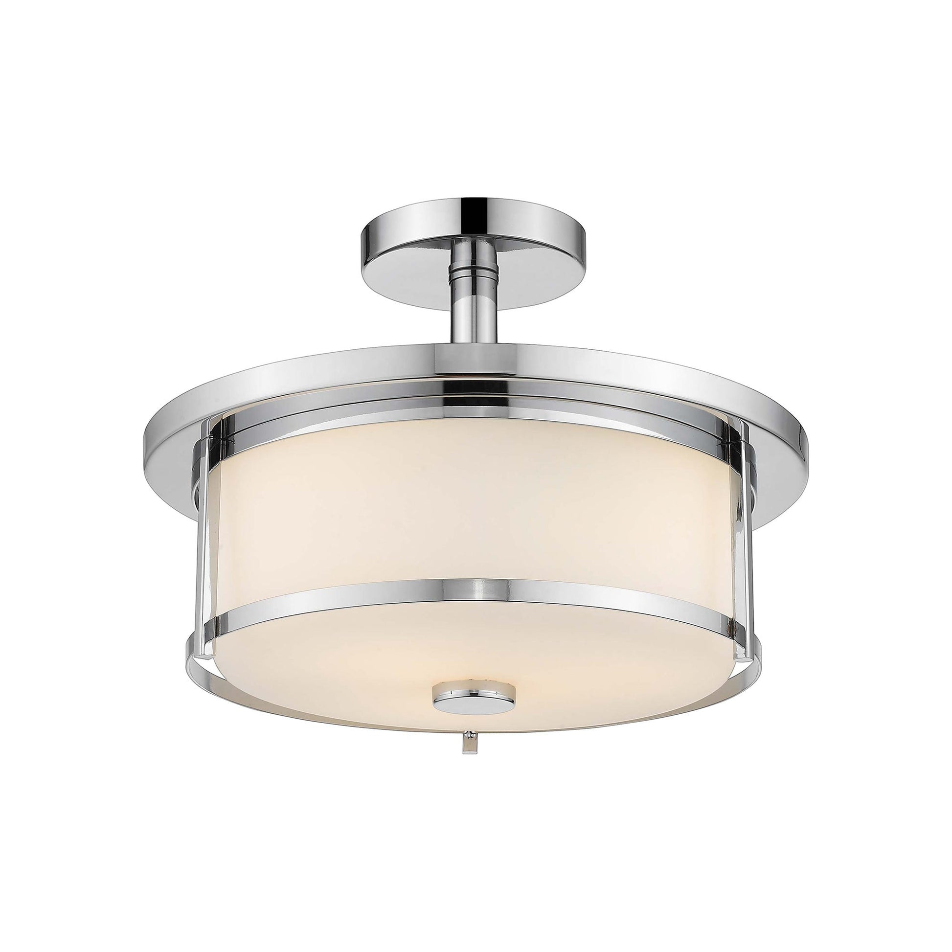 Savannah Semi Flush Mount Ceiling Light in Chrome (13.75-Inch/Matte Opal).
