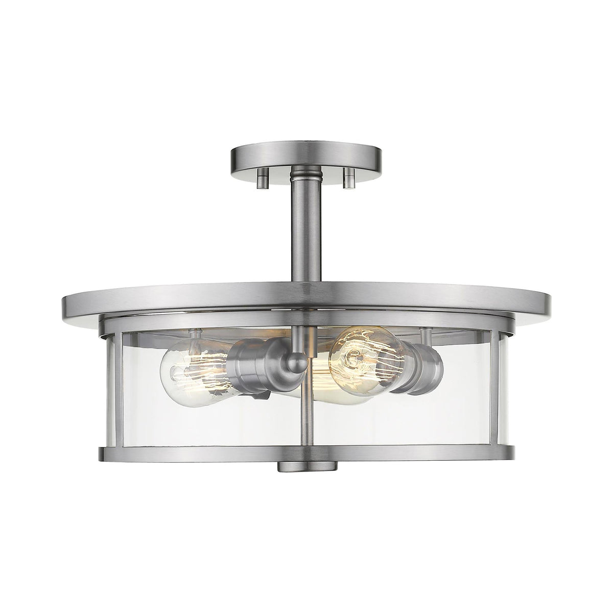 Savannah Semi Flush Mount Ceiling Light in Brushed Nickel (15.75-Inch/Clear).