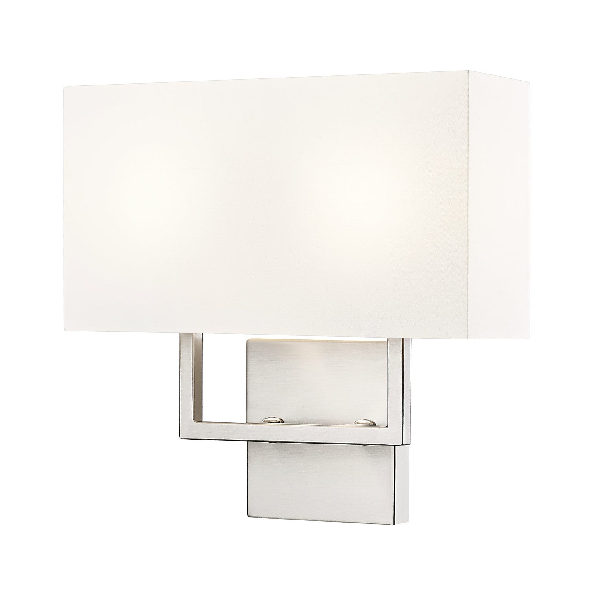 Saxon Double Arm Wall Light in Brushed Nickel.