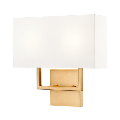 Saxon Double Arm Wall Light in Rubbed Brass.