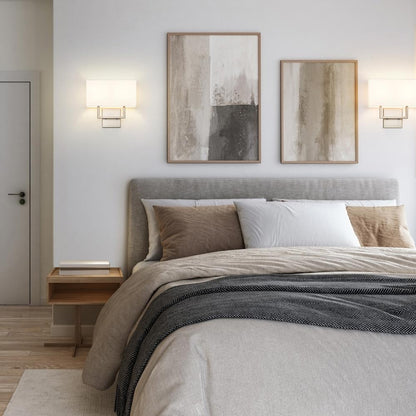 Saxon Double Arm Wall Light in bedroom.