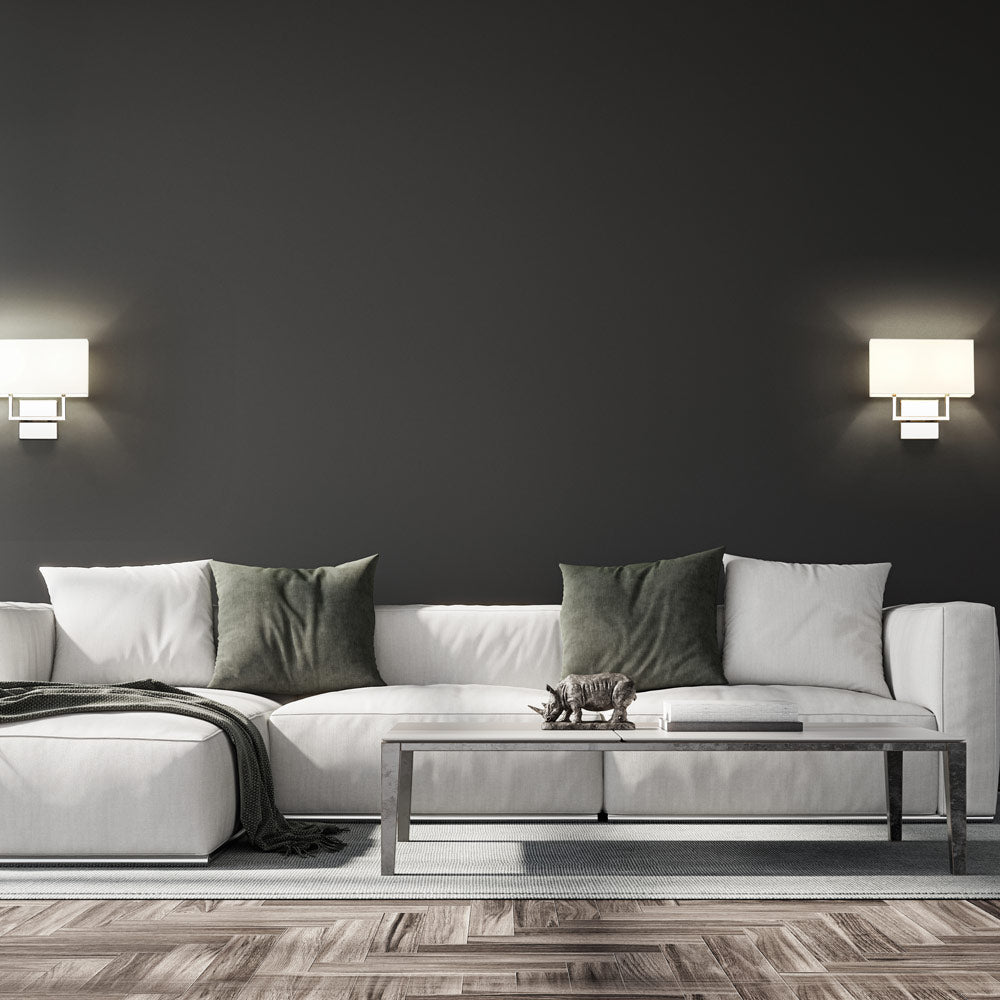 Saxon Double Arm Wall Light in living room.