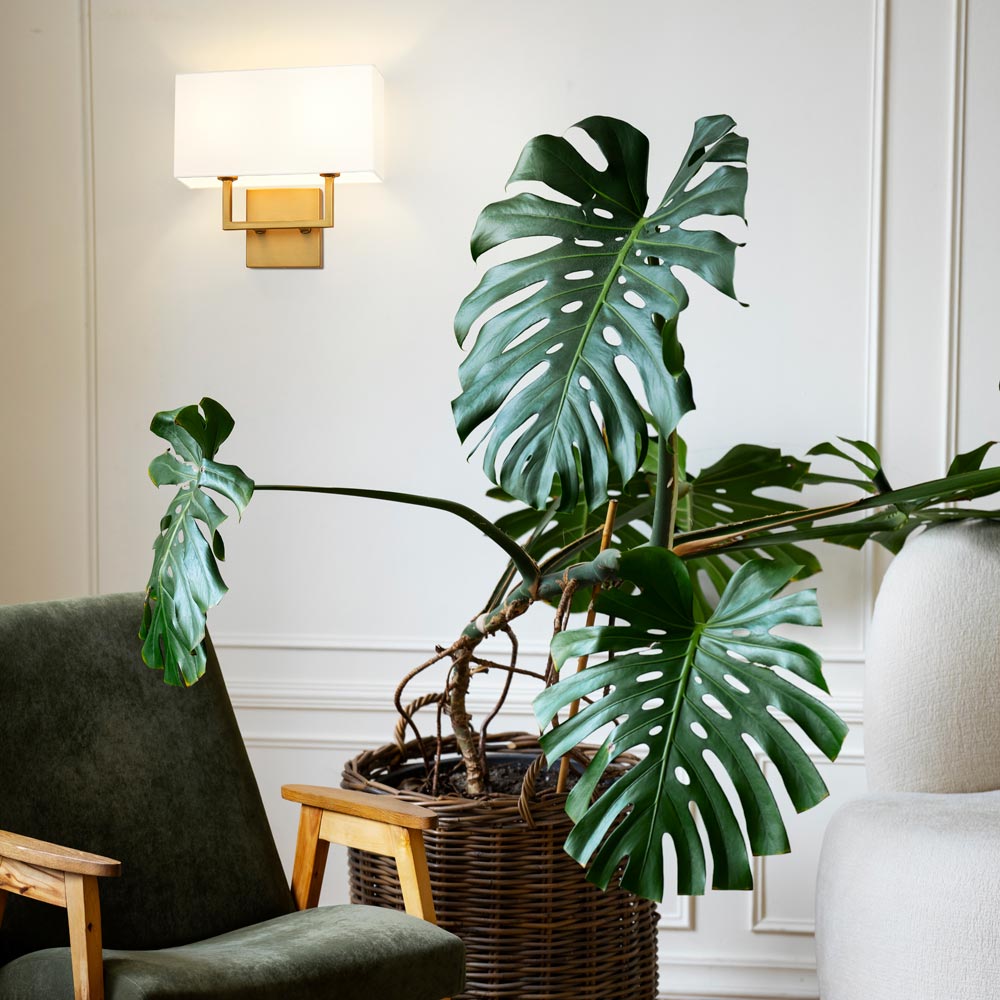 Saxon Double Arm Wall Light in living room.