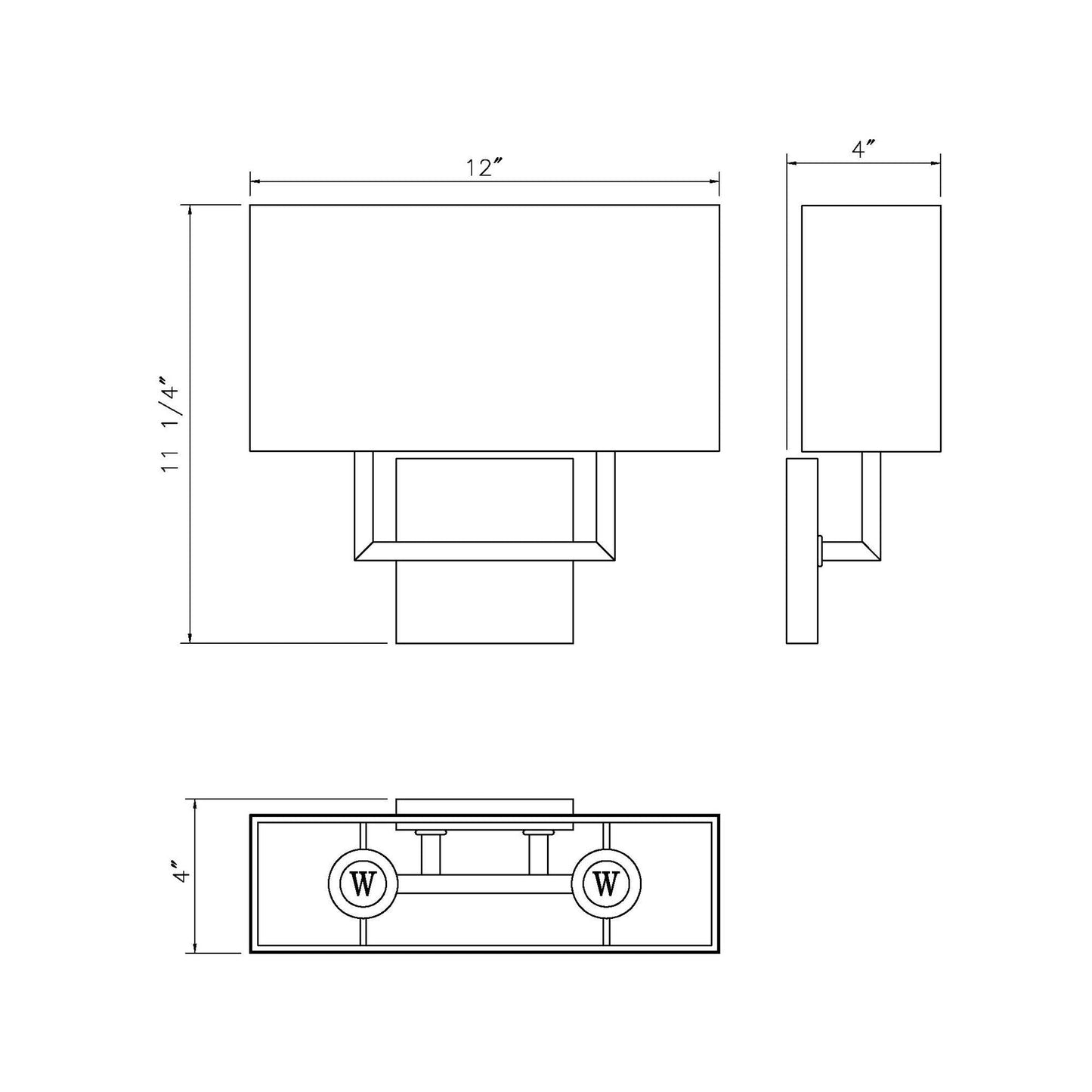 Saxon Double Arm Wall Light - line drawing.