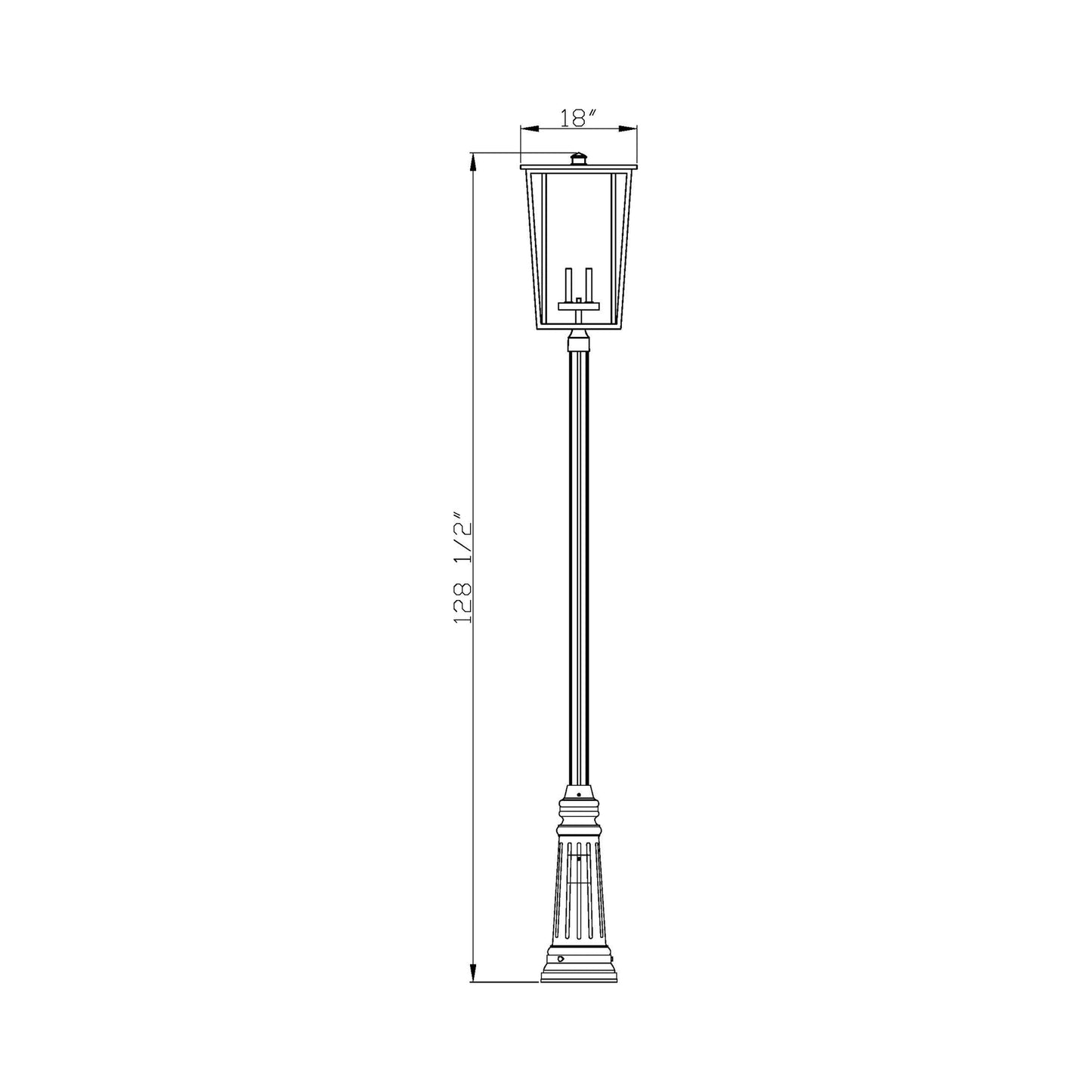 Seoul 511P Outdoor Post Light - line drawing.