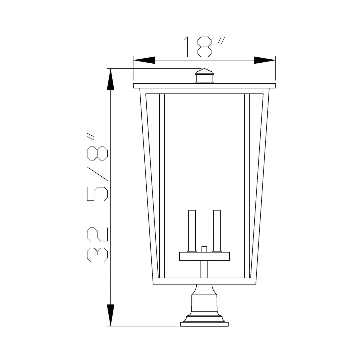Seoul 533PM Outdoor Pier Mount Light - line drawing.