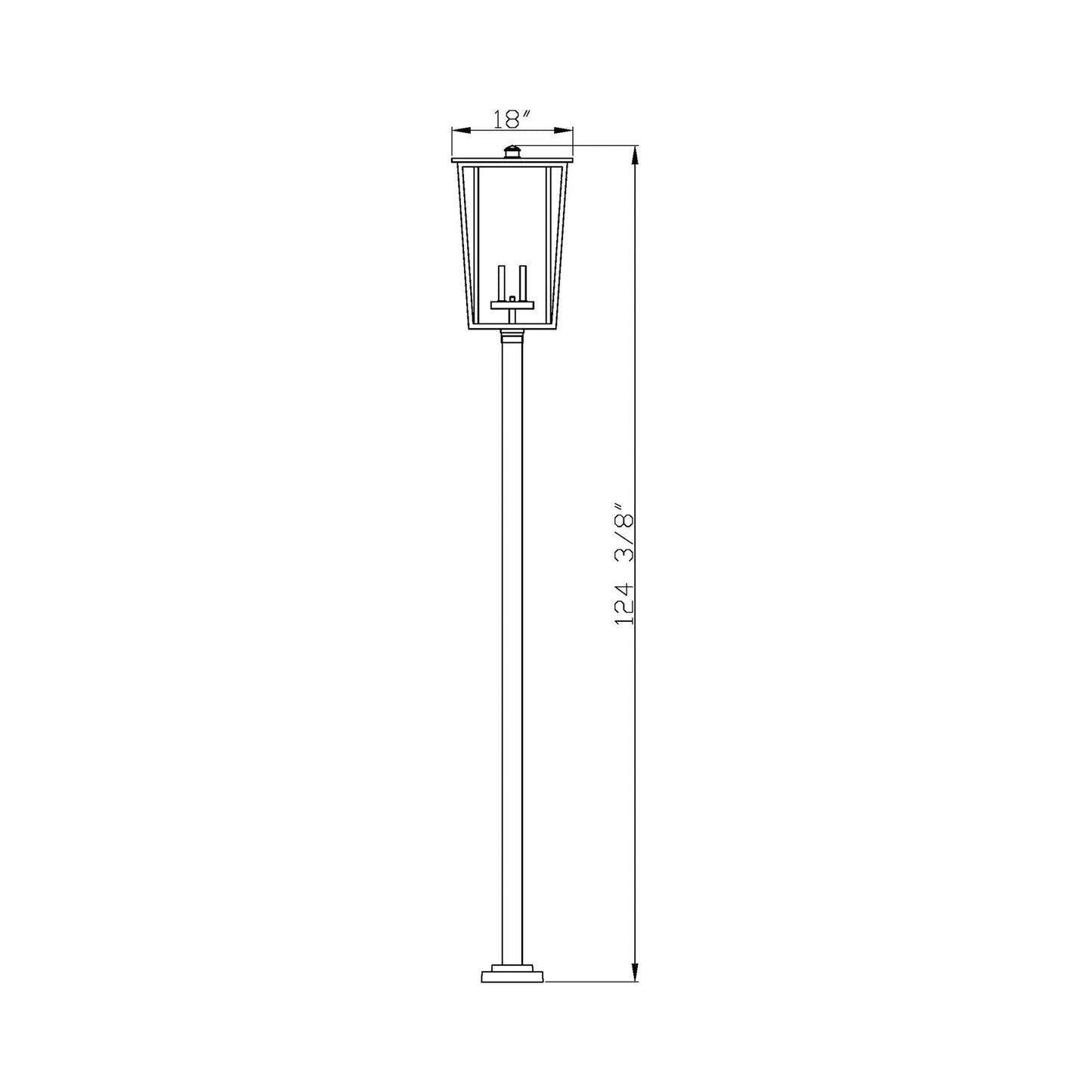 Seoul 536P Outdoor Post Light - line drawing.