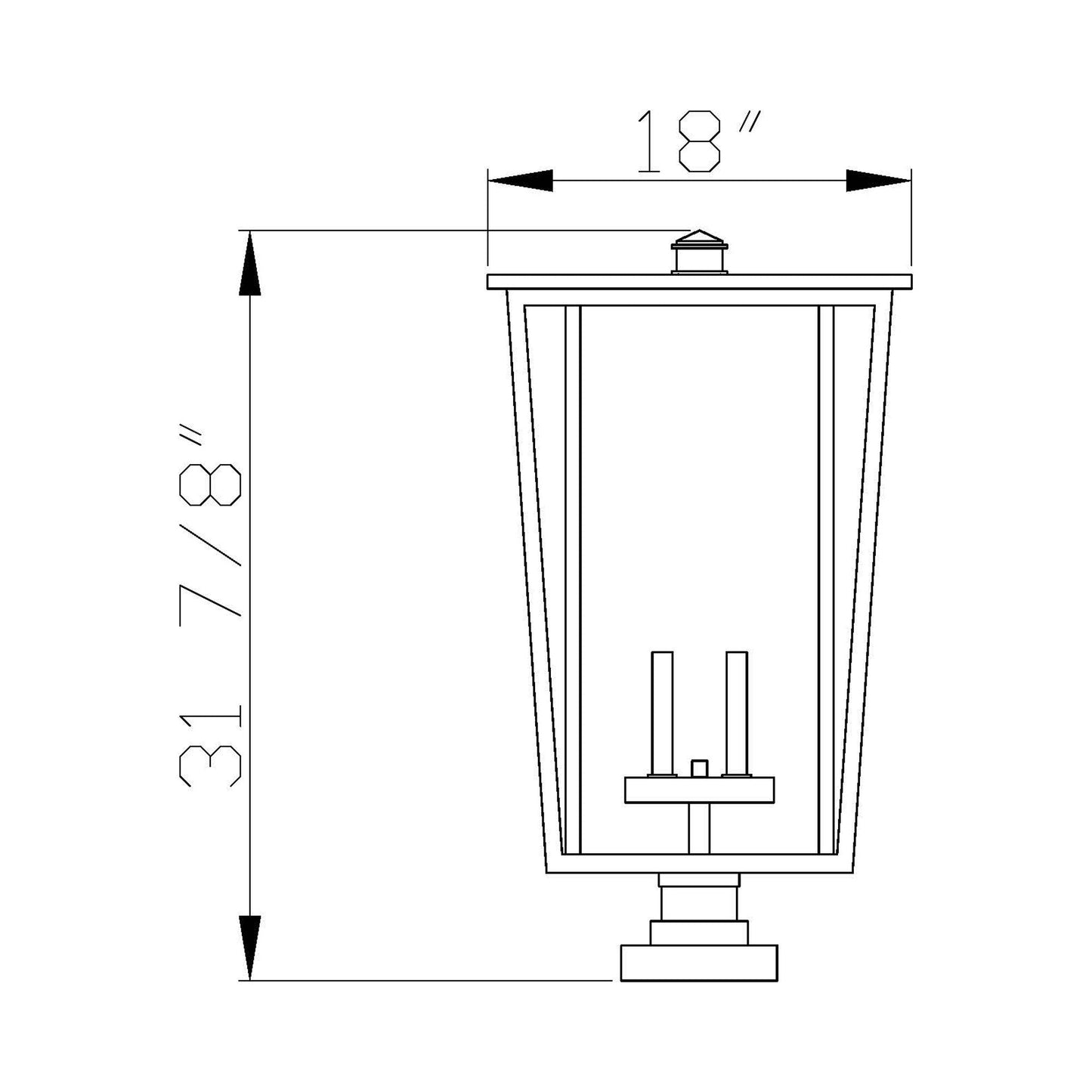Seoul 571S Outdoor Pier Mount Light - line drawing.