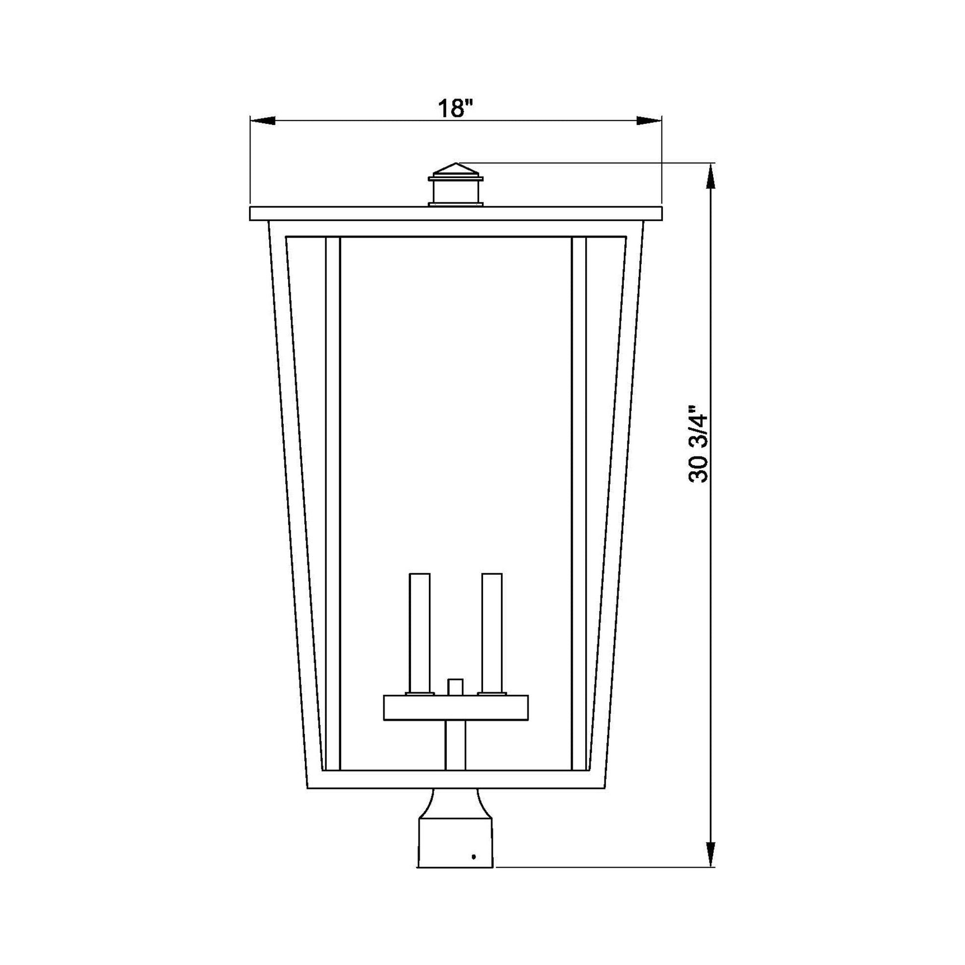Seoul Outdoor Post Light - line drawing.