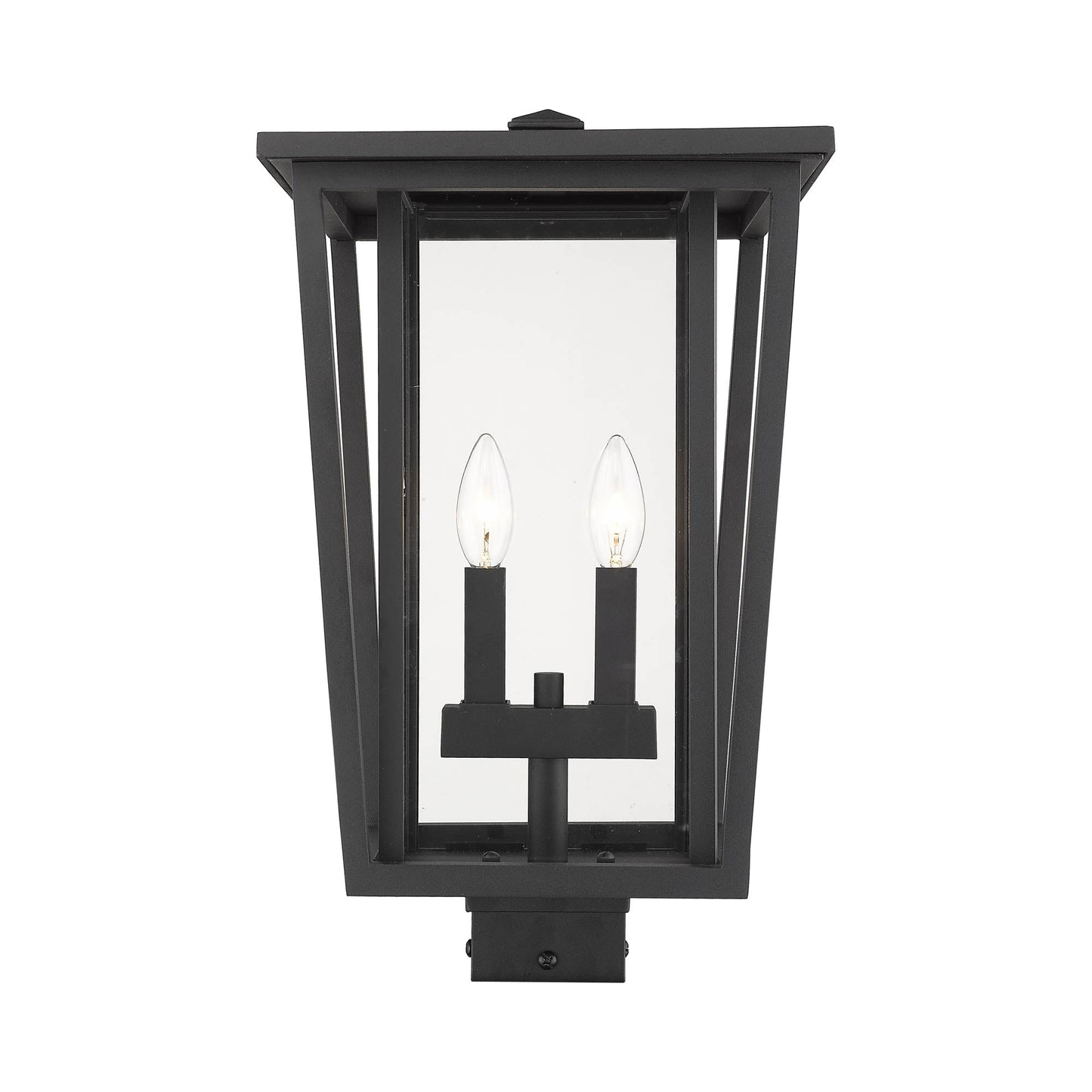 Seoul Outdoor Square Post Light in Black (2-Light).