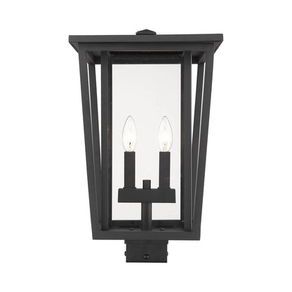 Seoul Outdoor Square Post Light in Black (2-Light).