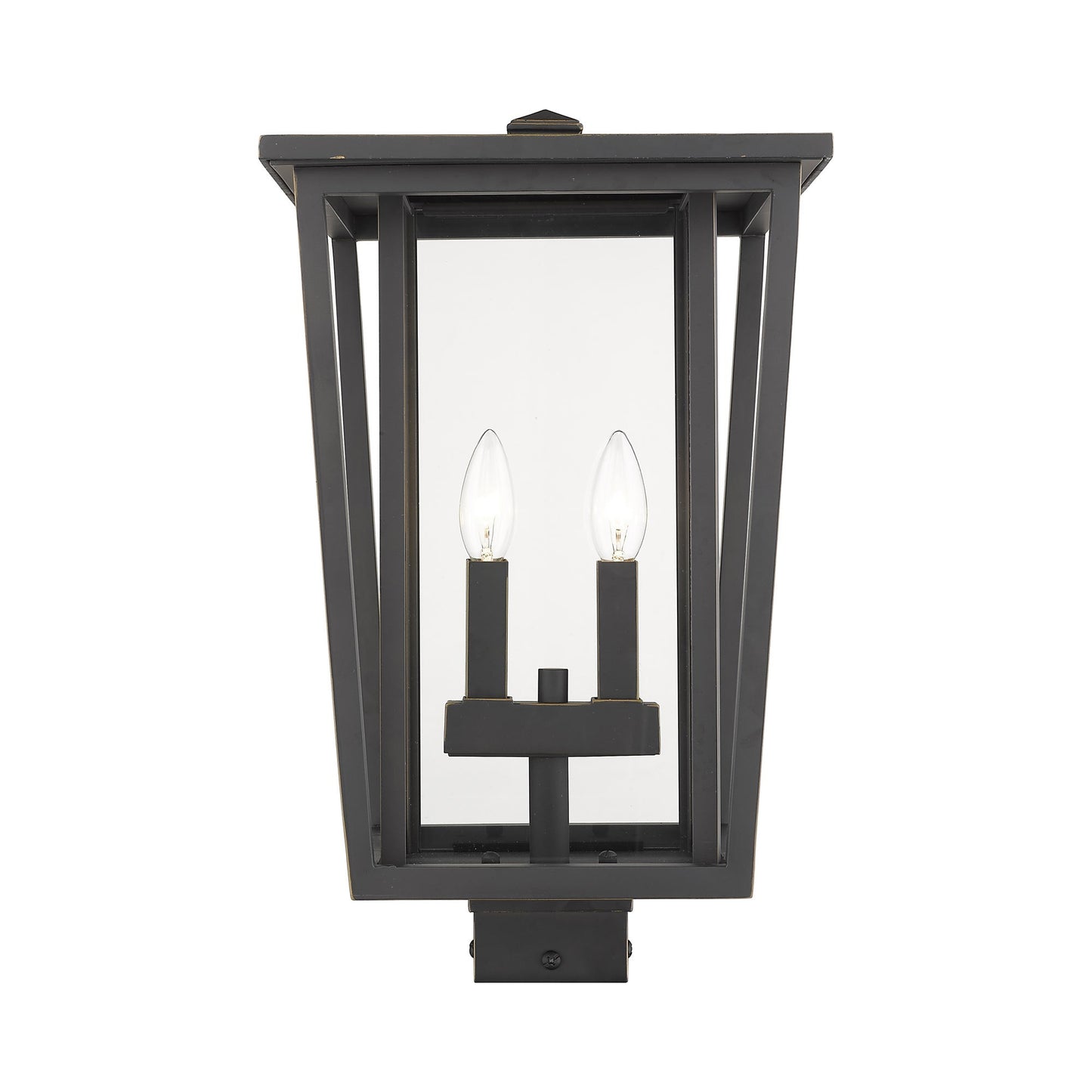 Seoul Outdoor Square Post Light in Oil Rubbed Bronze (2-Light).