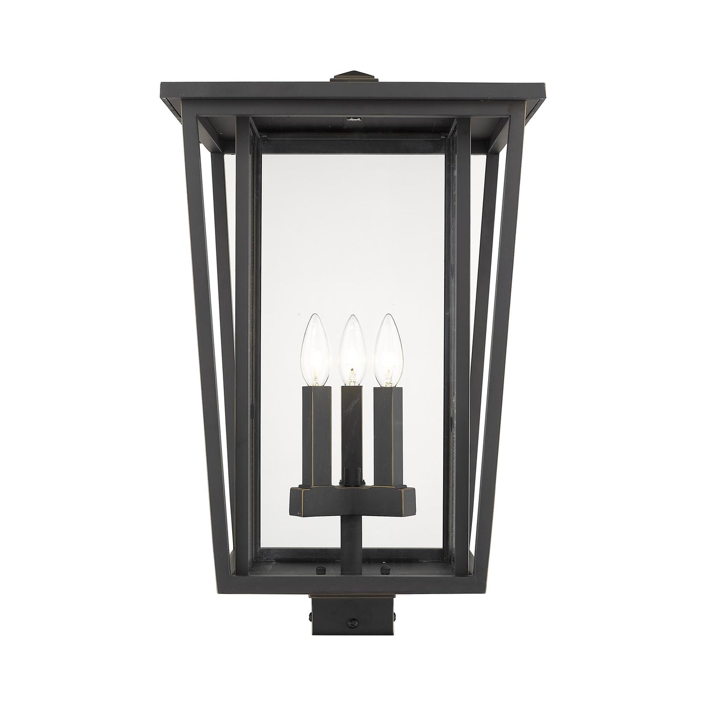 Seoul Outdoor Square Post Light in Oil Rubbed Bronze (3-Light).