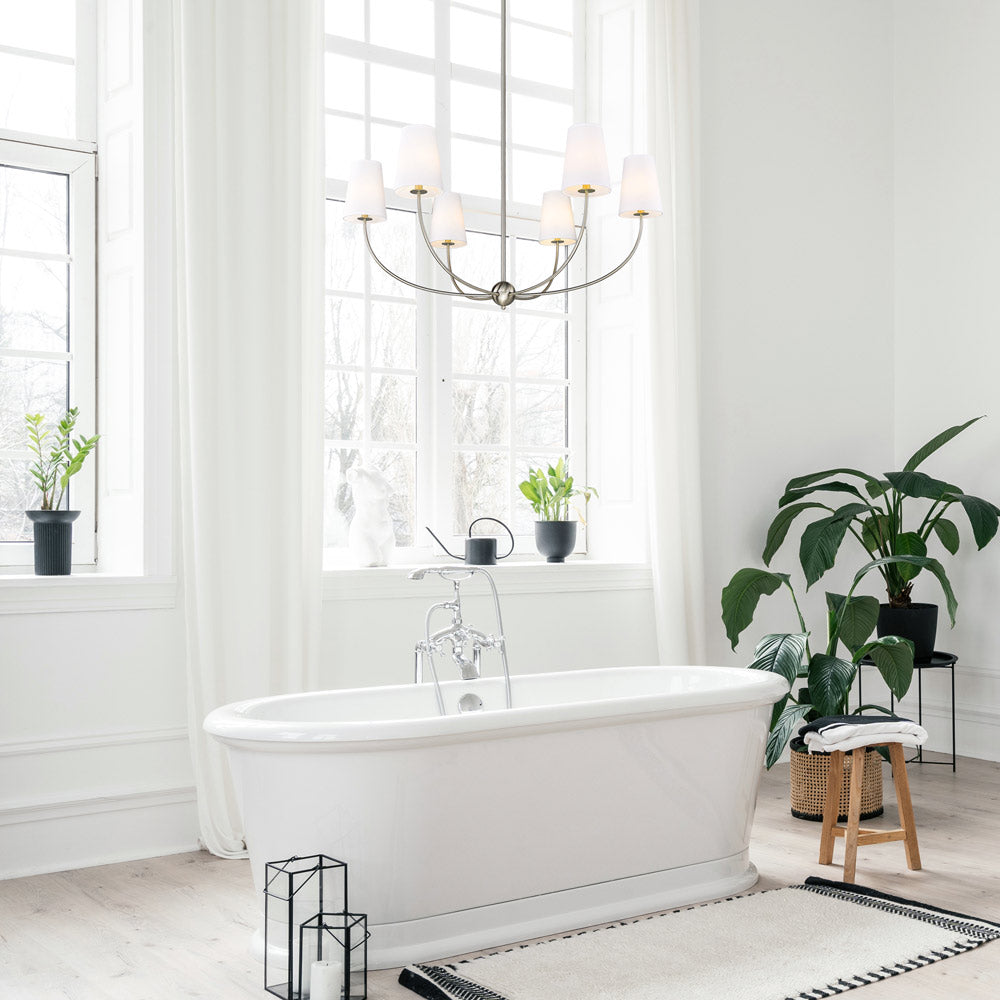 Shannon Chandelier in bathroom.