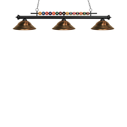 Shark Billiard Pendant Light in Matte Black/Antique Copper.