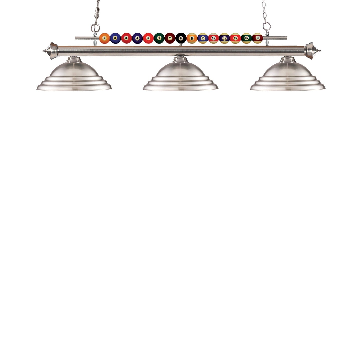 Shark Billiard Pendant Light in Brushed Nickel/Brushed Nickel.