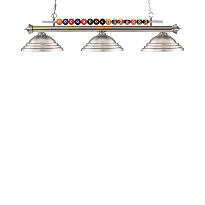 Shark Billiard Pendant Light in Brushed Nickel/Brushed Nickel.