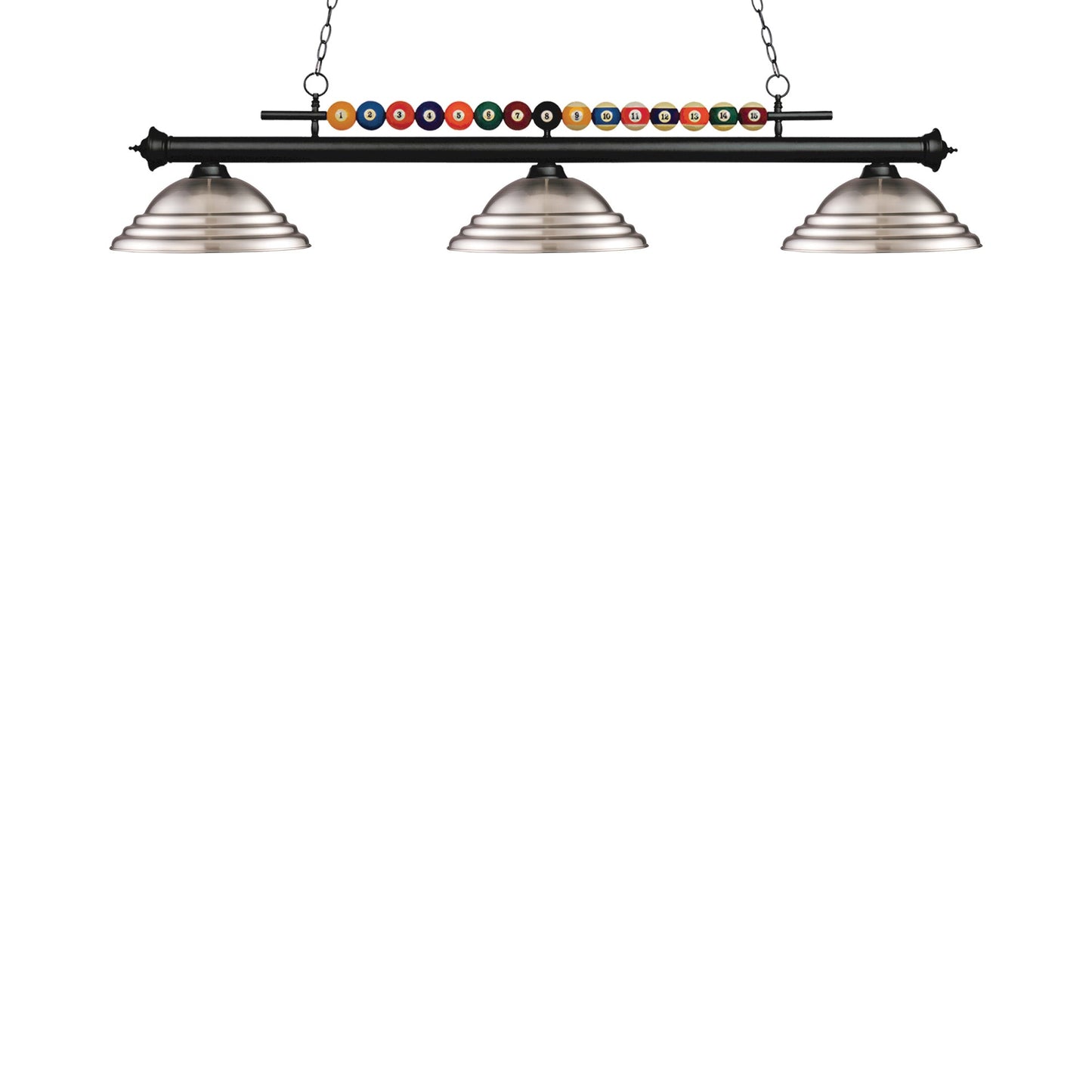 Shark Billiard Pendant Light in Matte Black/Brushed Nickel.