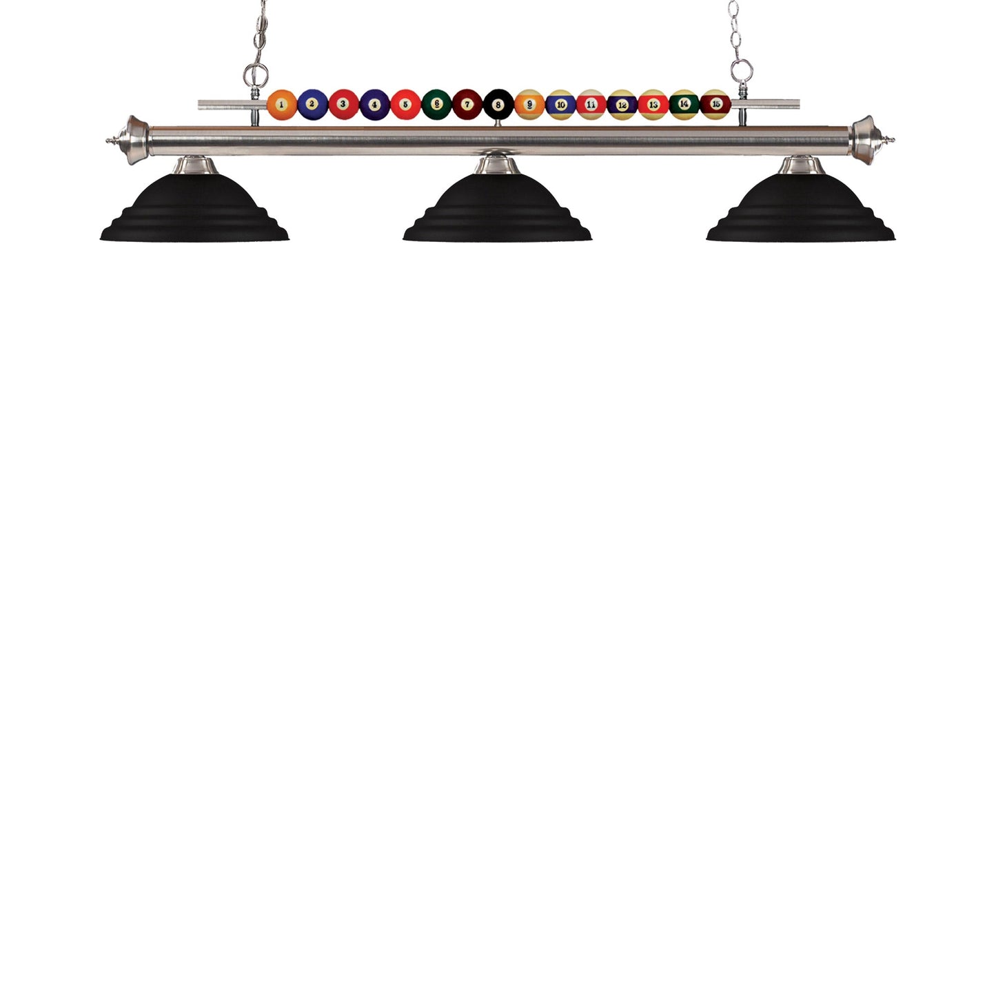 Shark Billiard Pendant Light in Brushed Nickel/Matte Black.