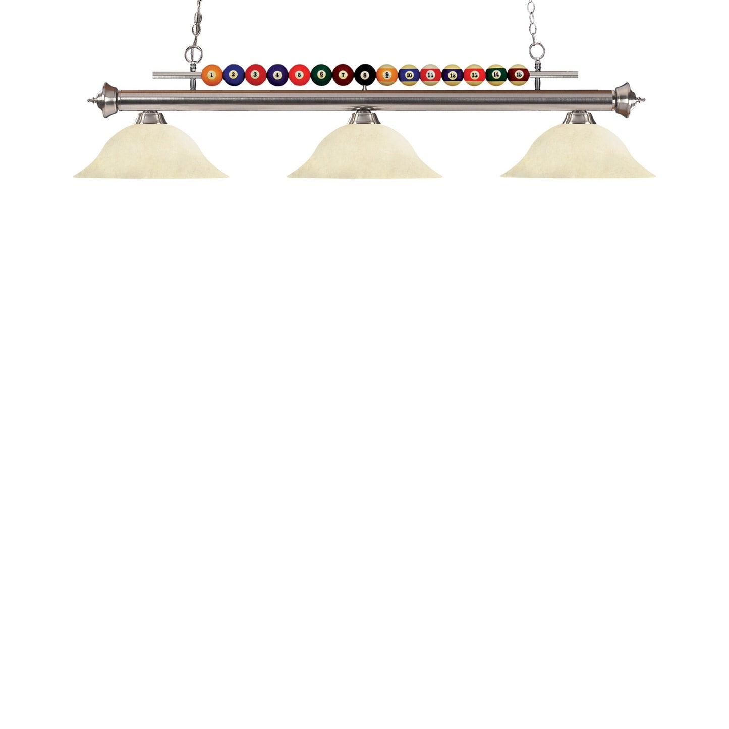 Shark Bowl Billiard Pendant Light in Brushed Nickel/Golden Mottle.
