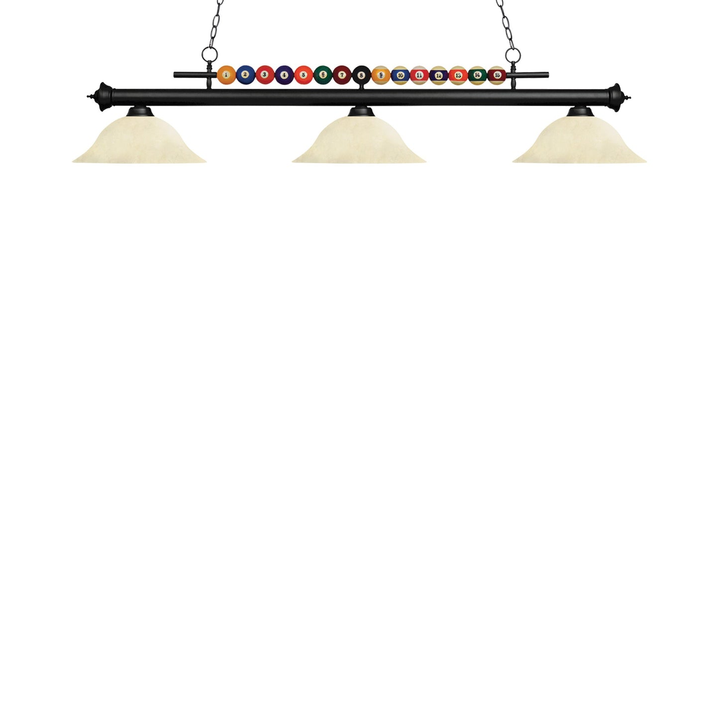 Shark Bowl Billiard Pendant Light in Matte Black/Golden Mottle.
