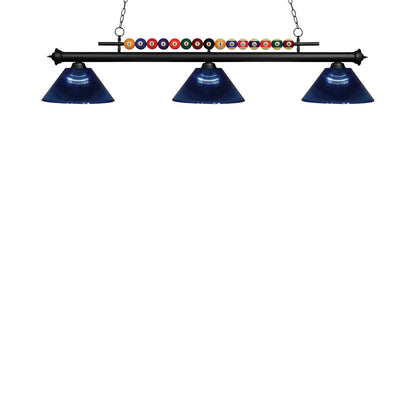 Shark Cone Billiard Pendant Light in Matte Black/Dark Blue.