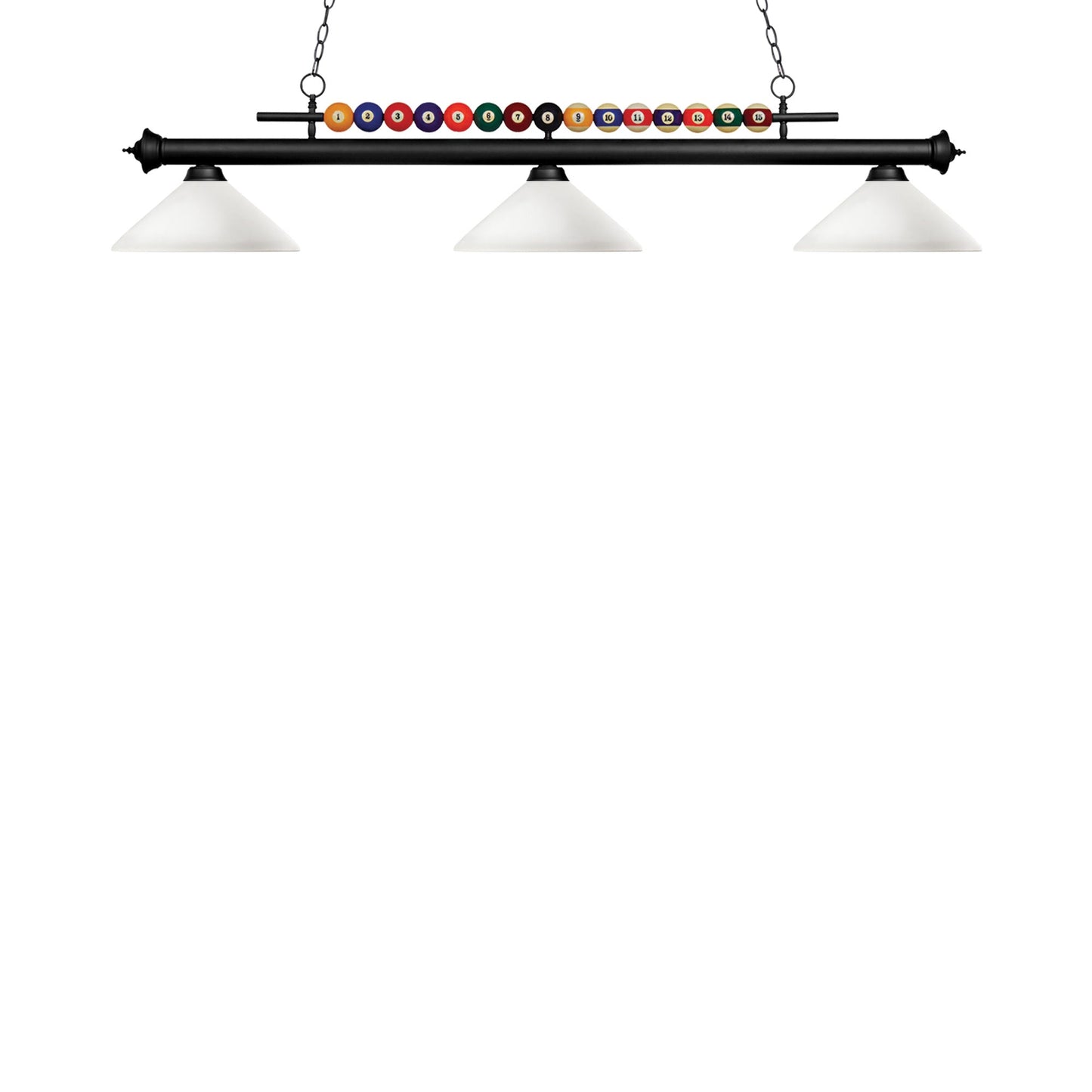 Shark Cone Billiard Pendant Light in Matte Black/Matte Opal.