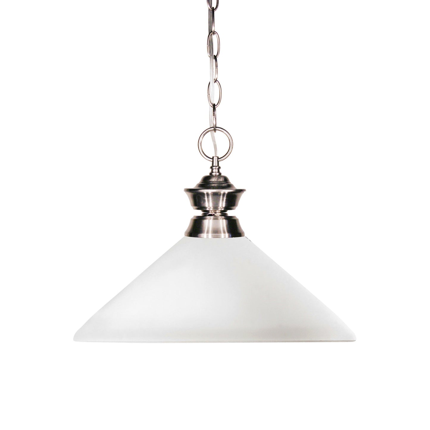 Shark Cone Pendant Light in Brushed Nickel/Matte Opal.