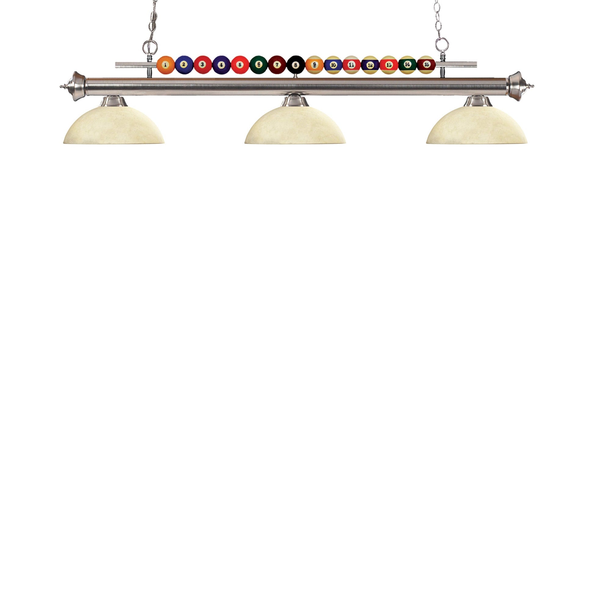 Shark Dome Billiard Pendant Light in Brushed Nickel/Golden Mottle.