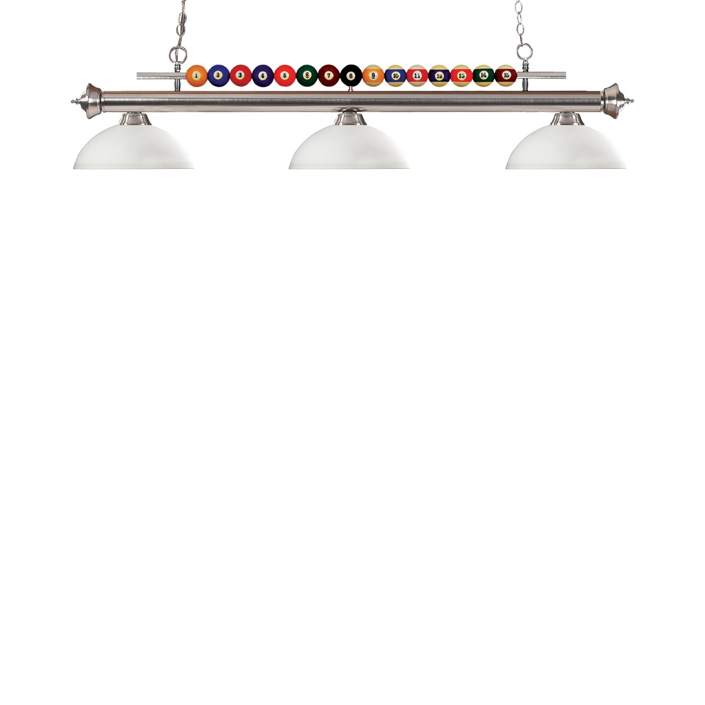 Shark Dome Billiard Pendant Light in Brushed Nickel/Matte Opal.