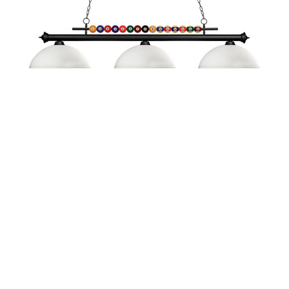 Shark Dome Billiard Pendant Light in Matte Black/Matte Opal.