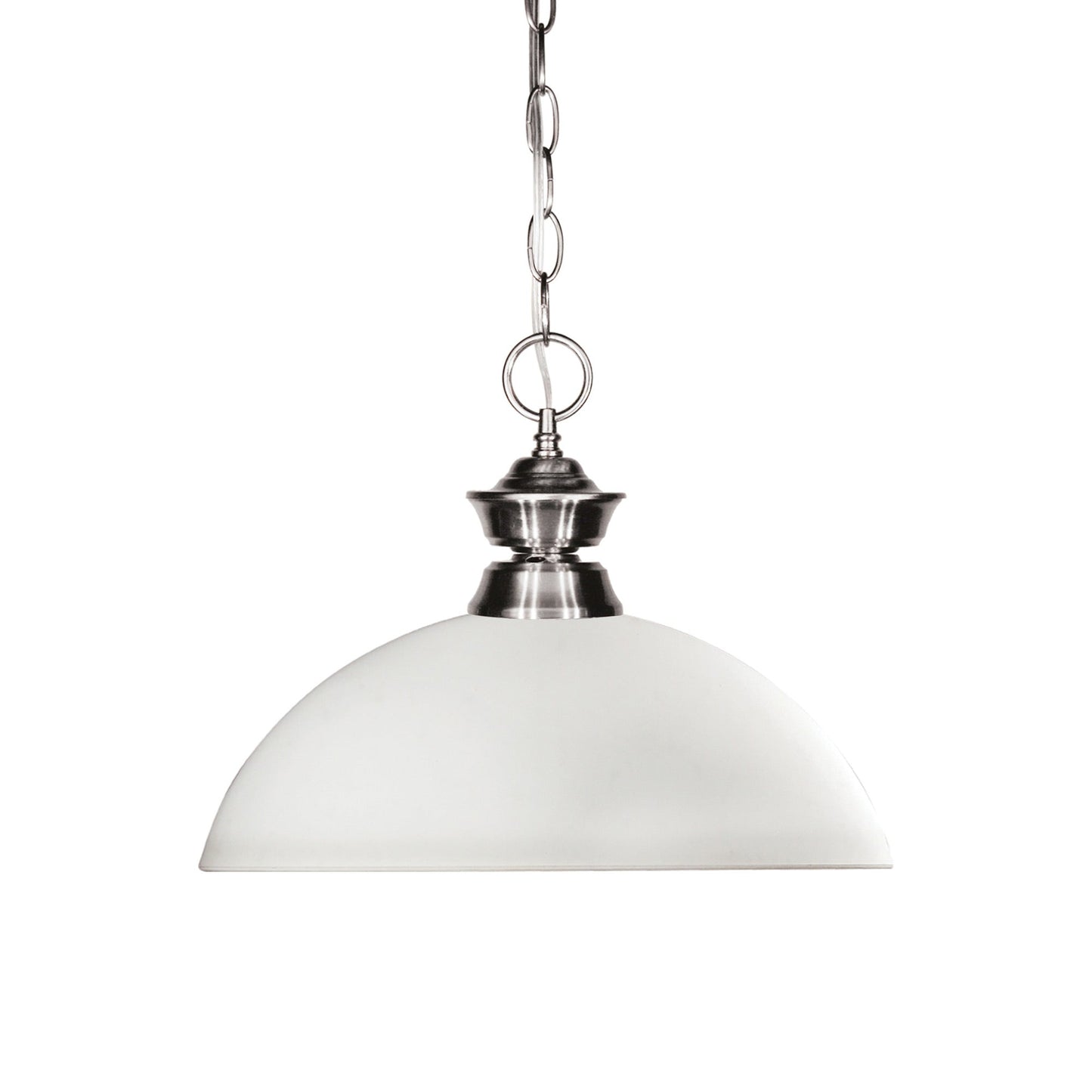 Shark Dome Pendant Light in Brushed Nickel/Matte Opal.