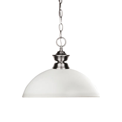 Shark Dome Pendant Light in Brushed Nickel/Matte Opal.